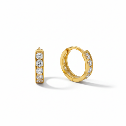 Hugies de Oro en 10k con piedras