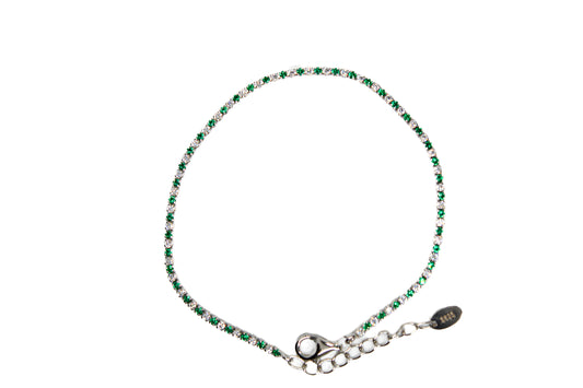 Pulso Plata con Piedra Blanca y Verde
